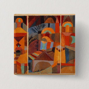 Colourful Abstract Cubism Klee Temple Gardens 15 Cm Square Badge