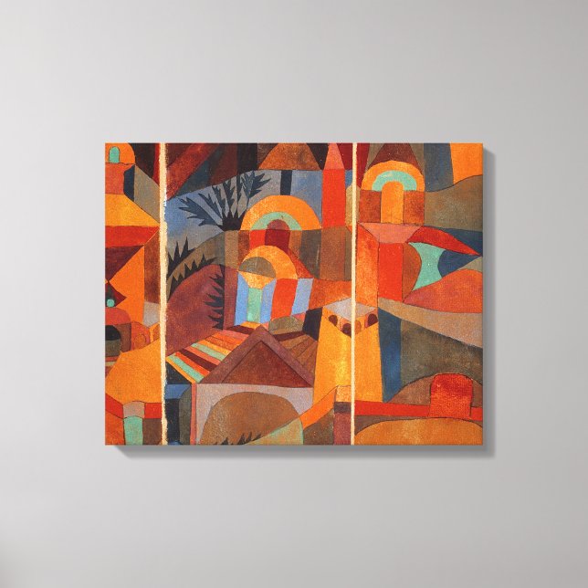 Colourful Abstract Cubism Klee Temple Gardens Canvas Print (Front)