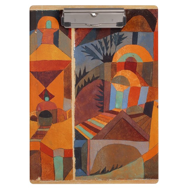 Colourful Abstract Cubism Klee Temple Gardens Clipboard (Front)