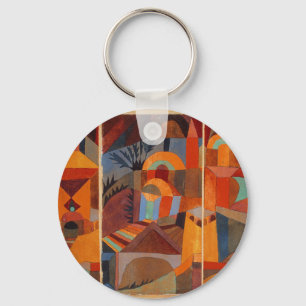 Colourful Abstract Cubism Klee Temple Gardens Key Ring