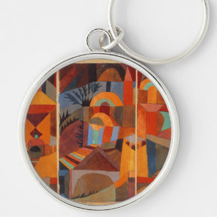 Colourful Abstract Cubism Klee Temple Gardens Key Ring