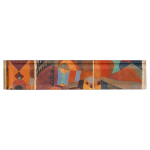 Colourful Abstract Cubism Klee Temple Gardens Nameplate