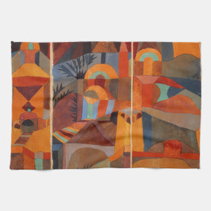 Colourful Abstract Cubism Klee Temple Gardens Tea Towel