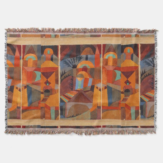 Colourful Abstract Cubism Klee Temple Gardens Throw Blanket (Front)
