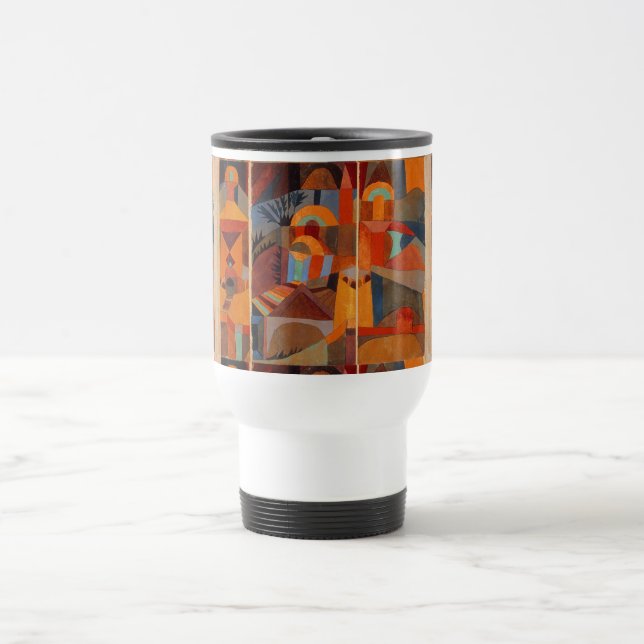 Colourful Abstract Cubism Klee Temple Gardens Travel Mug (Center)