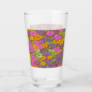 Colourful Abstract Daisies #20 Glass