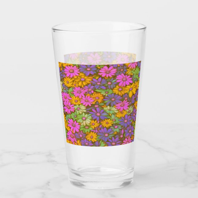 Colourful Abstract Daisies #20 Glass (Front)