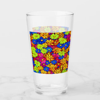 Colourful Abstract Daisies #22 Glass