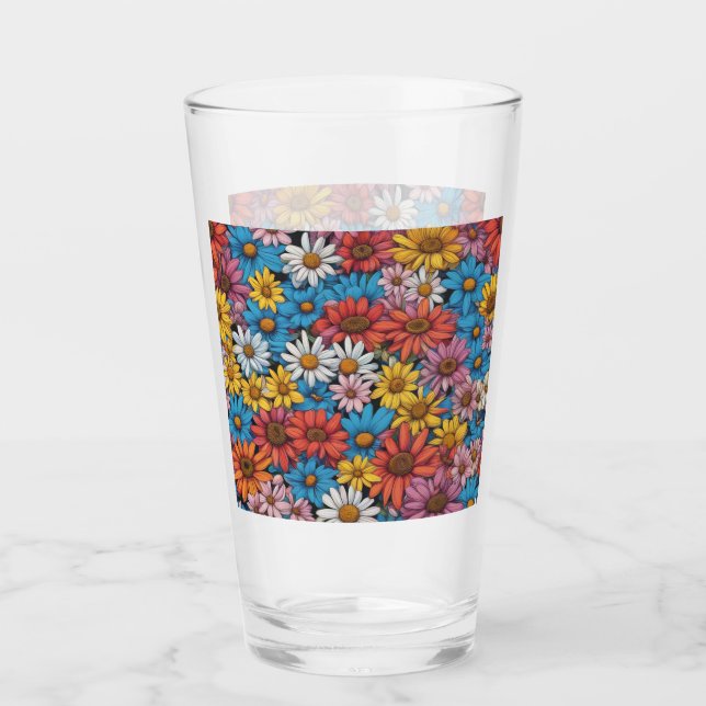 Colourful Abstract Daisies #26  Glass (Front)