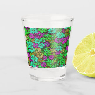 Colourful Abstract Daisies #27 Shot Glass