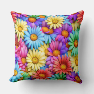 Colourful Abstract Daisies #37 - Cushion