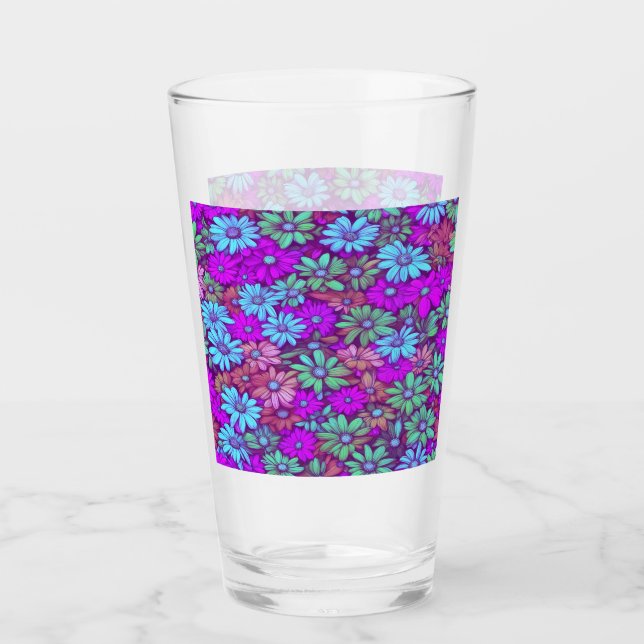 Colourful Abstract Daisies #40 Glass (Front)