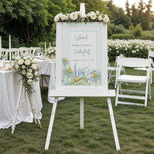 Colourful abstract daisy Frosted Wedding Welcome Acrylic Sign