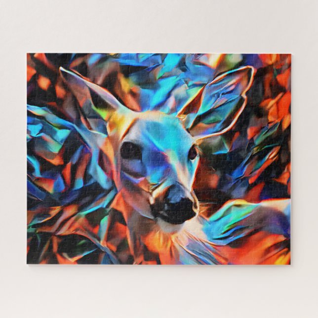 Colourful Abstract Deer Hard Difficult Challenging Jigsaw Puzzle (Horizontal)