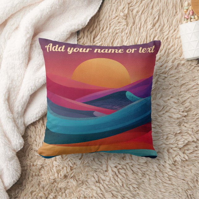 Colourful Abstract Desert Sunset Personalised Cushion (Blanket)