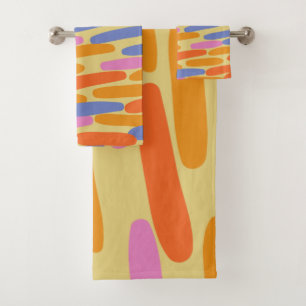 Colourful abstract design bath towel set