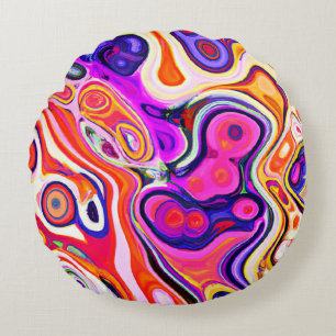 Colourful Abstract Design in Focus Round Cushion