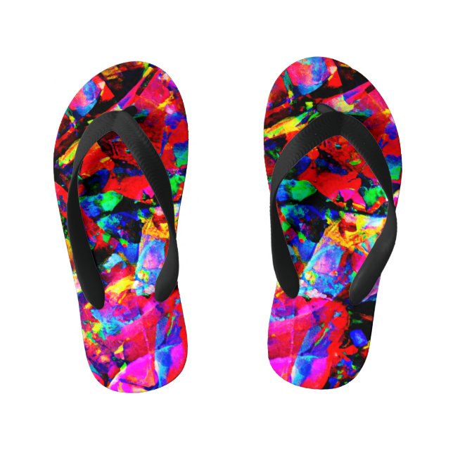 Colourful Abstract Design Kid's Jandals (Footbed)