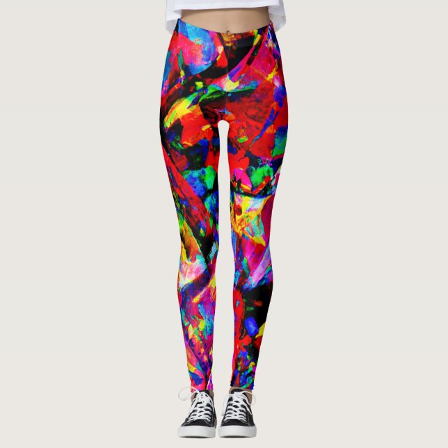 Colourful Abstract Design Leggings (Front)