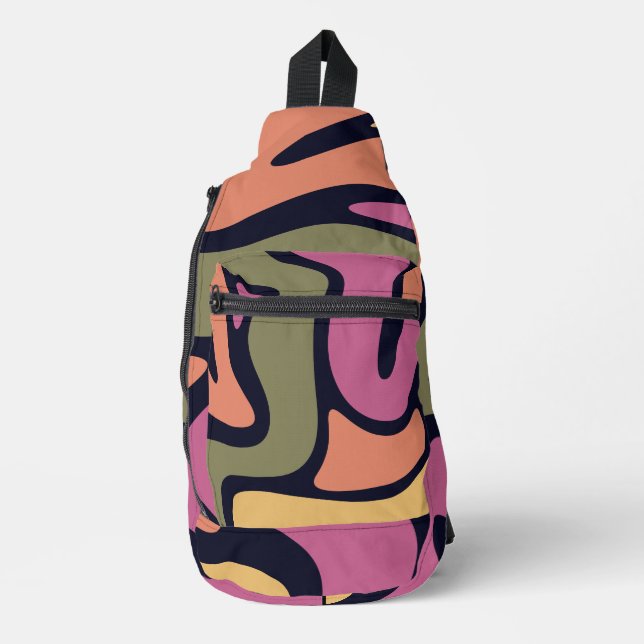 Colourful abstract design sling bag (Front)