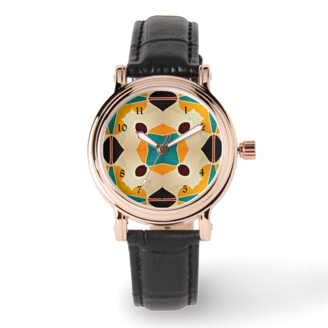 Colourful abstract design watch (Front)
