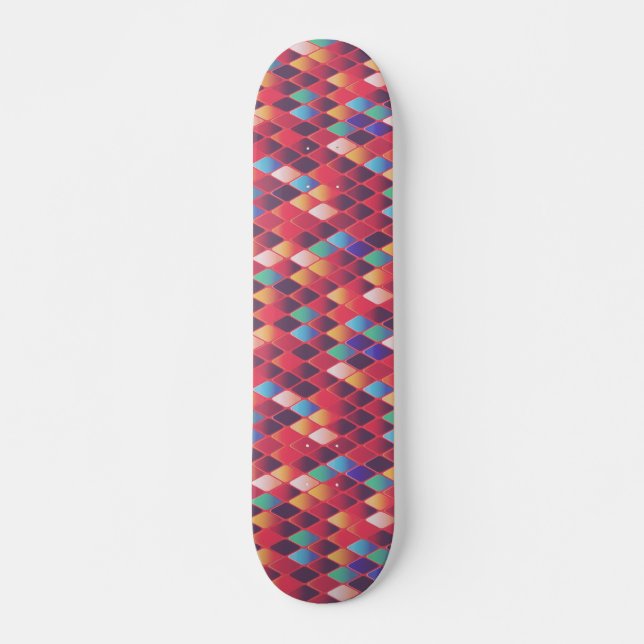 Colourful Abstract Diamonds Skateboard (Front)