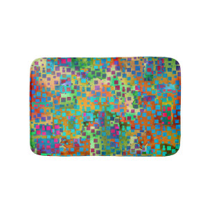 Colourful Abstract Digital Art with Squares Bath Mat