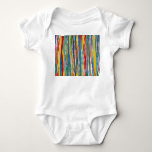 Colourful Abstract: Digital Oil Painting Lines Baby Bodysuit