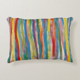 Colourful Abstract: Digital Oil Painting Lines Decorative Cushion