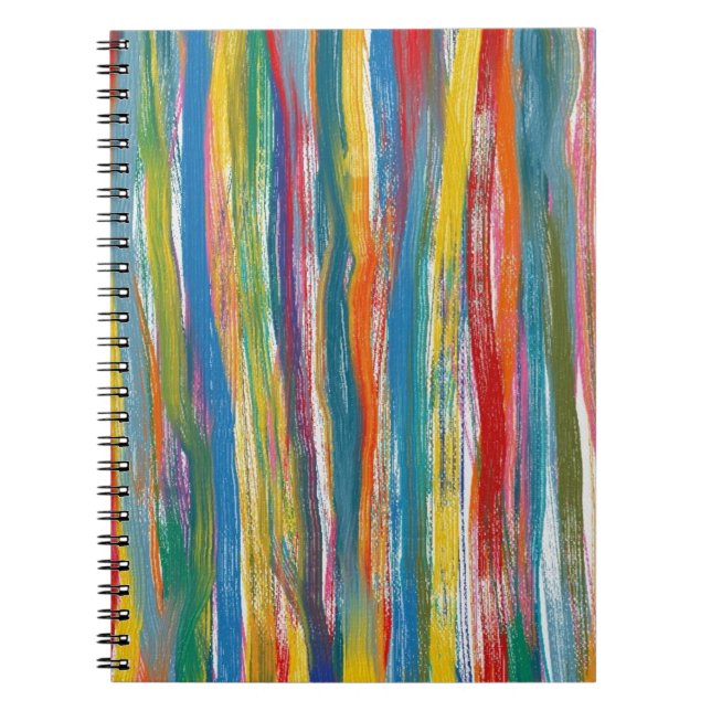 Colourful Abstract: Digital Oil Painting Lines Notebook (Front)