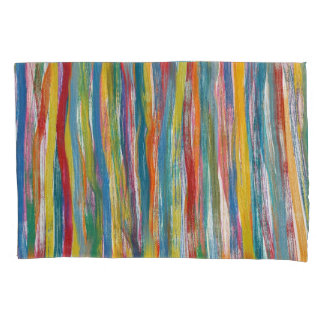 Colourful Abstract: Digital Oil Painting Lines Pillowcase