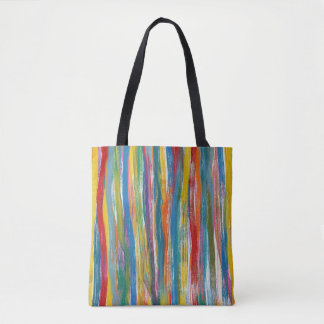 Colourful Abstract: Digital Oil Painting Lines Tote Bag