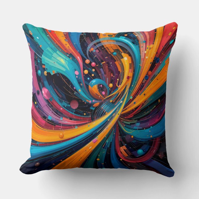 Colourful Abstract Digital Painting Cushion (Front)