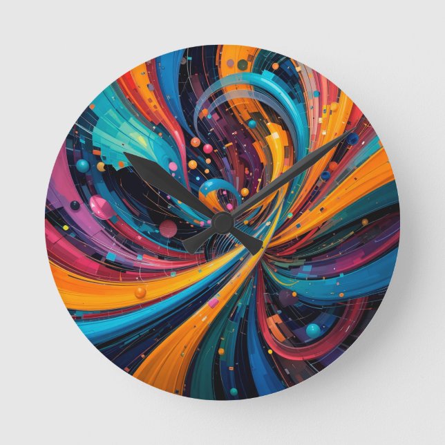 Colourful Abstract Digital Painting Round Clock (Front)