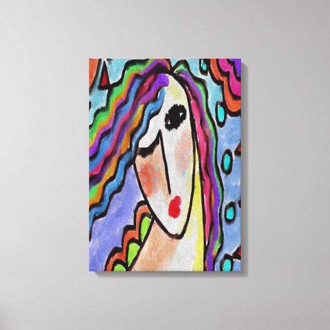 Colourful Abstract Digital Portrait of a Woman Canvas Print (Front)