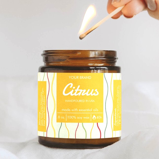 Colourful Abstract DIY Candle Jar Warp Around Labe Rectangular Sticker (Creator Uploaded)