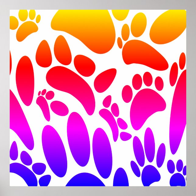 Colourful Abstract Dog Pawprint Poster (Front)