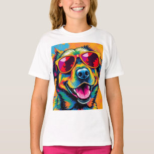 Colourful Abstract Dog with Sunglasses T-Shirt
