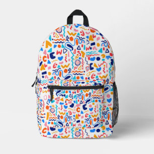 Colourful Abstract Doodle Backpack – Retro 90s Aes
