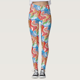 Colourful Abstract Doodle Swirl Fun Leggings