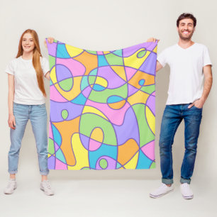 Colourful Abstract Doodly Design Fleece Blanket
