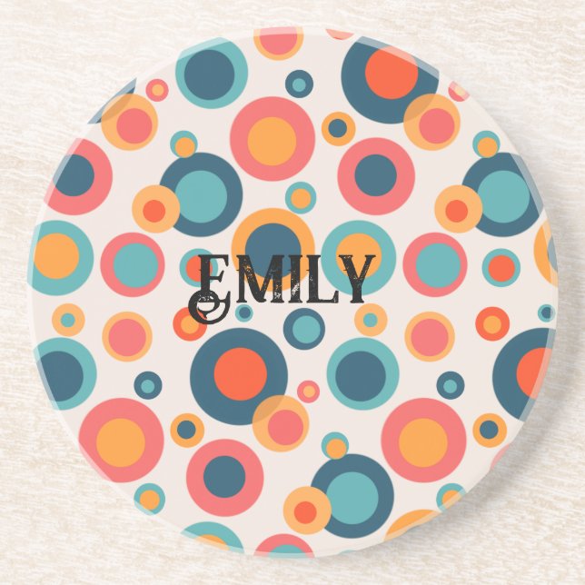 Colourful Abstract Dots Coaster (Front)