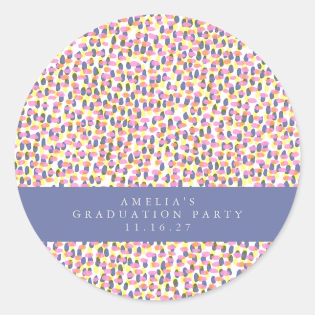 Colourful Abstract Dots Graduation Party Custom Classic Round Sticker (Front)