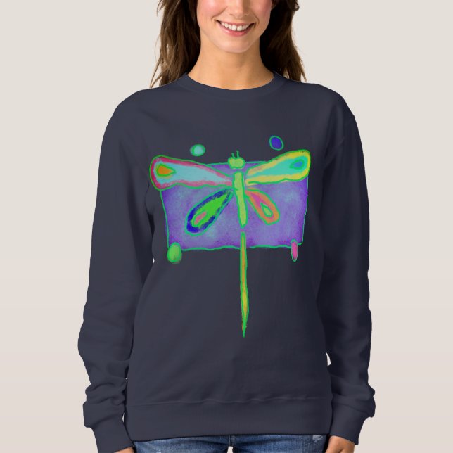Colourful Abstract Dragonfly Wearable Art Sweatshirt (Front)