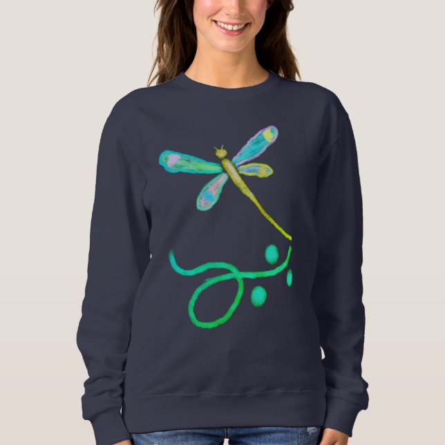 Colourful Abstract Dragonfly Wearable Art Sweatshirt (Front)