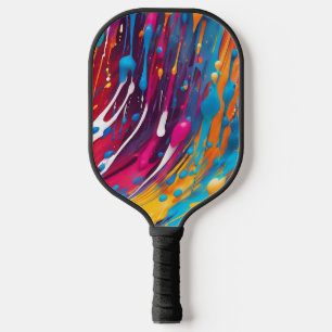 Colourful Abstract Dripping Paint Pickleball Paddle
