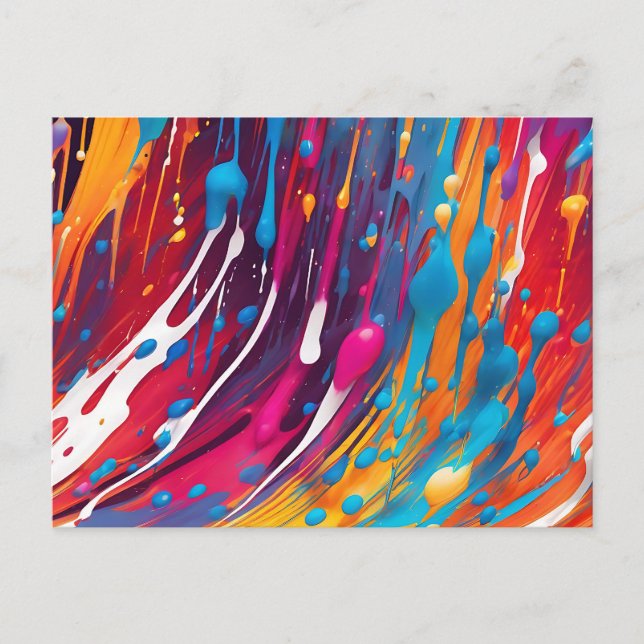 Colourful Abstract Dripping Paint Postcard (Front)
