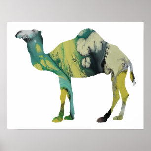 Colourful abstract  Dromedary silhouette Poster