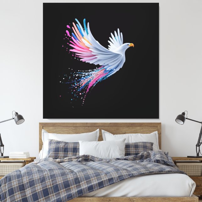 Colourful Abstract Eagle Design Canvas Print (Insitu(Bedroom))