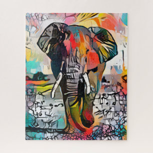 Colourful Abstract Elephant Challenging Hard Jig Jigsaw Puzzle